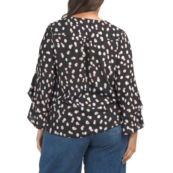 PREMISE Black Plus Dot Print Blouse - Picture 2 of 2